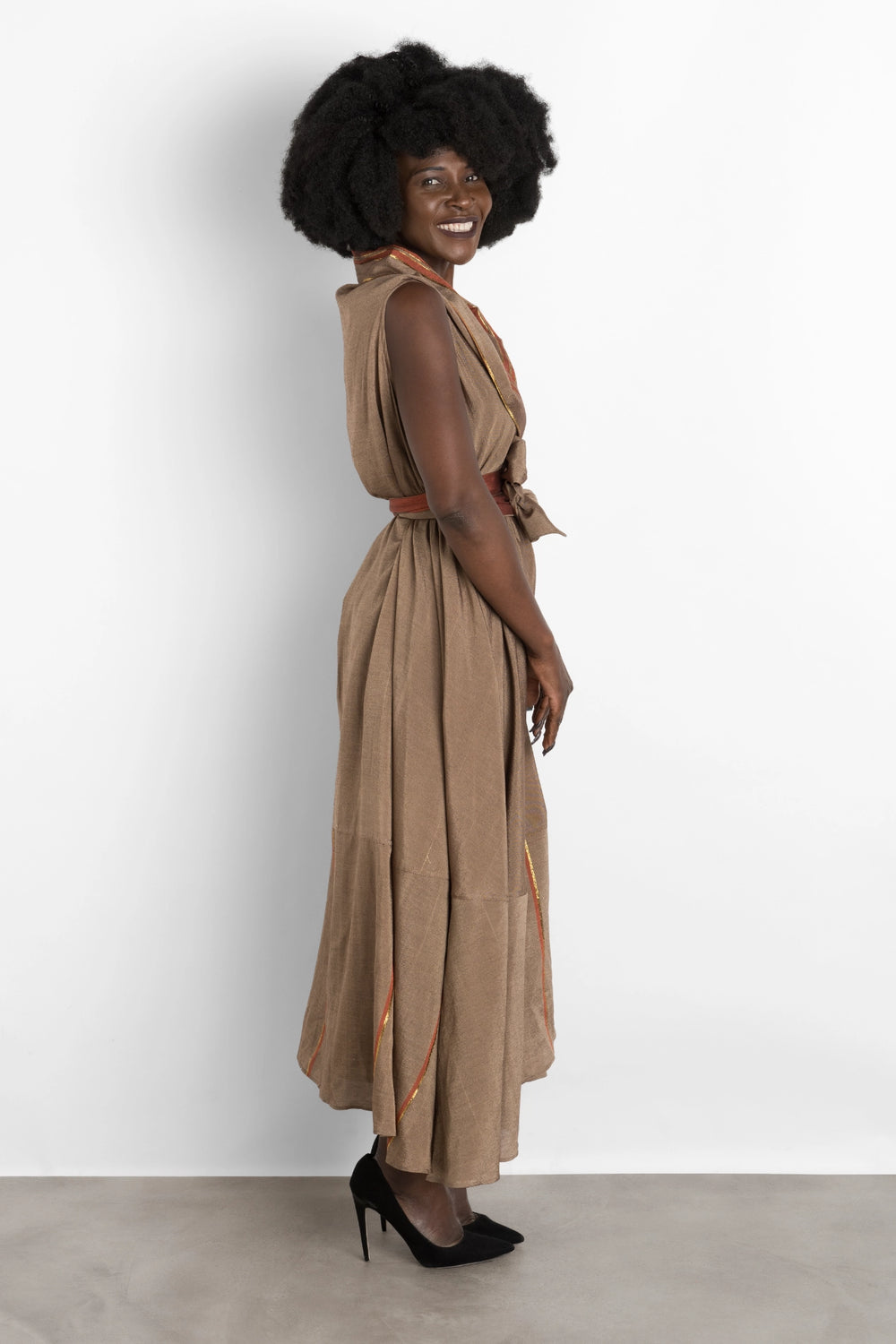 Handloom Multiway Wrap Dress (Beige, Medium)